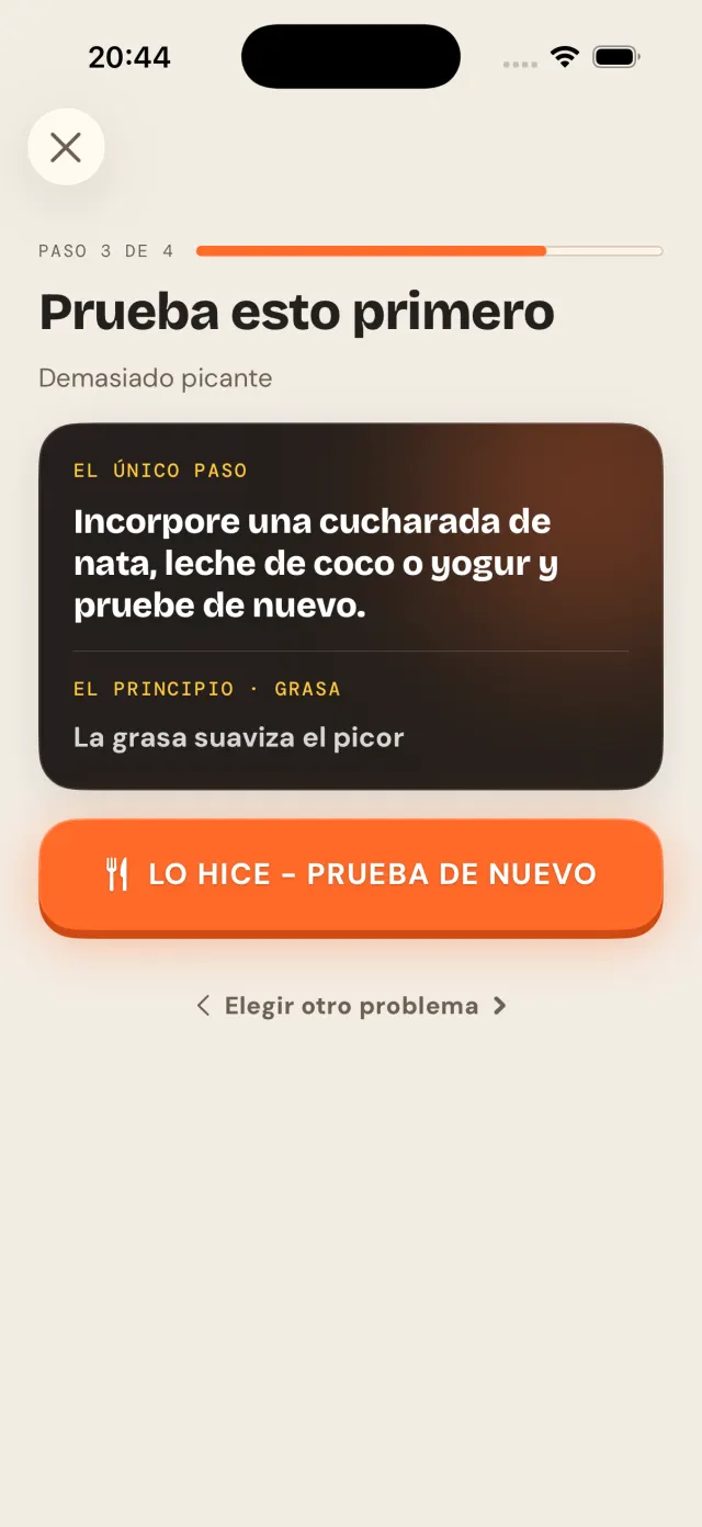 Salva este plato: el único cambio, con el principio debajo