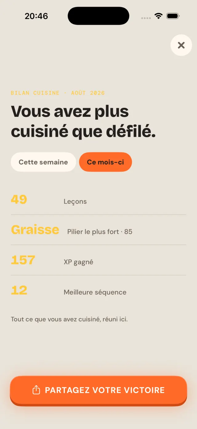 Bilan cuisine
