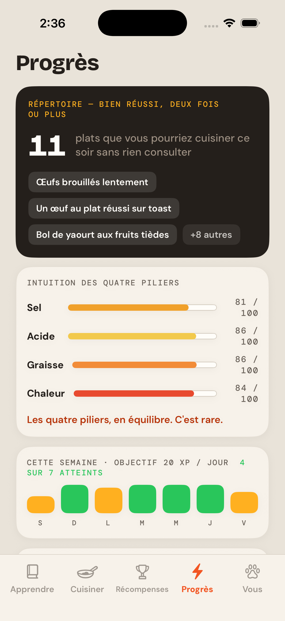 Progression et intuition des saveurs
